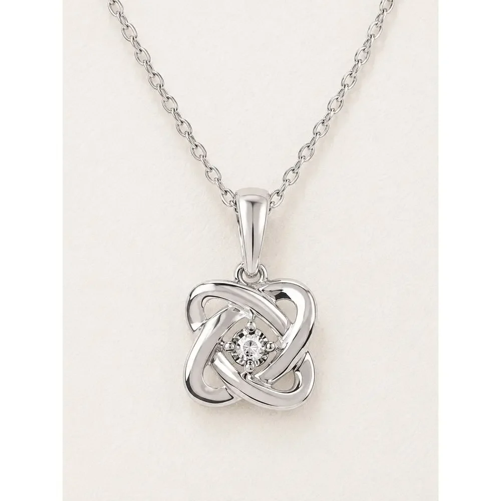 Ostbye Sparkle Lane Sterling Silver .02 CTW Diamond Love Knot Necklace 18